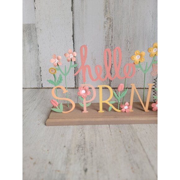 Hello spring sign flower home decor figure butterfly unique set - Picture 2 of 10
